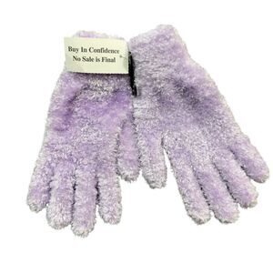 Womens Soft Cozy Fuzzy Fluffy Wrist Gloves Lavender One Size Solid Winter Warm